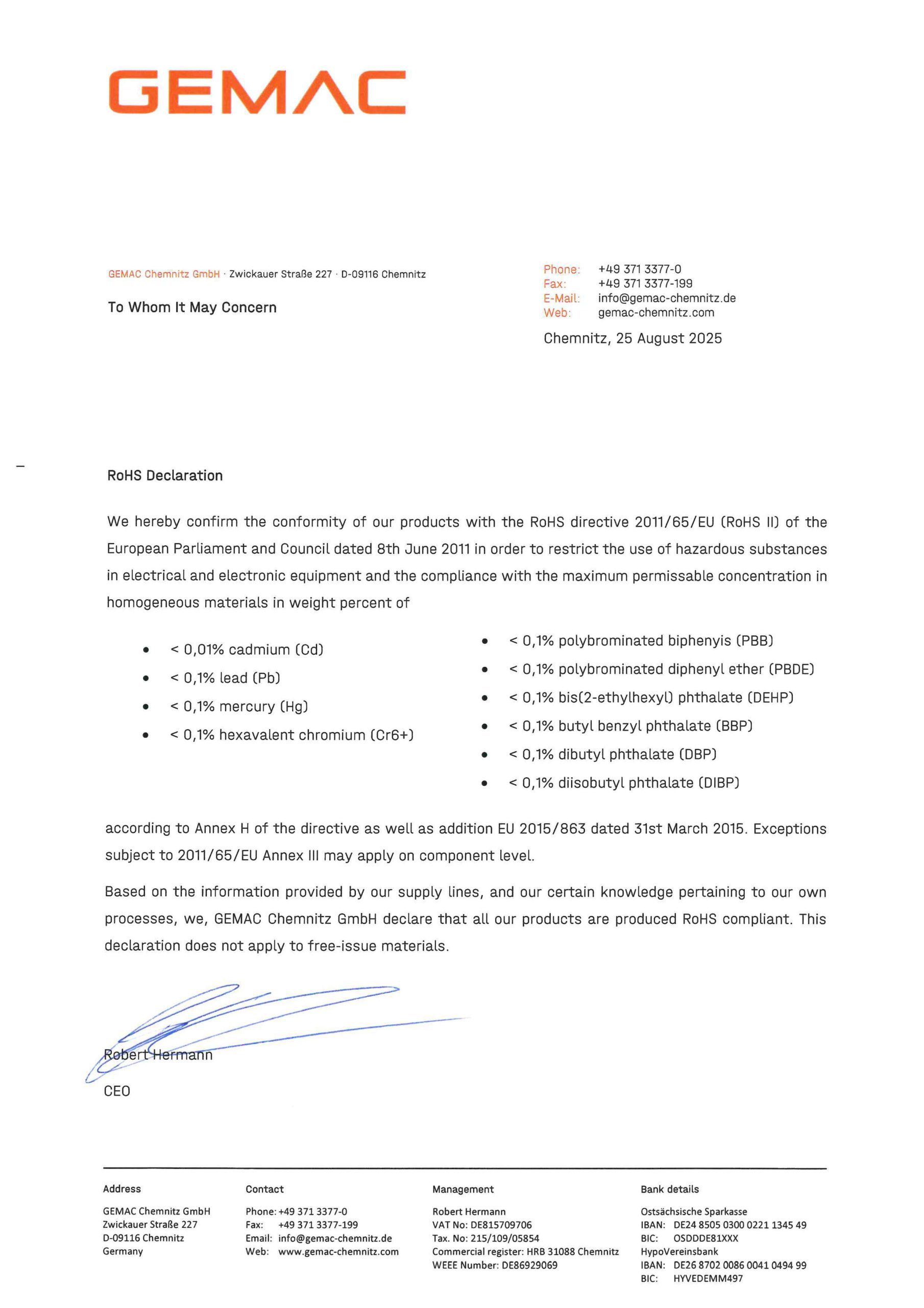 RoHS Declaration